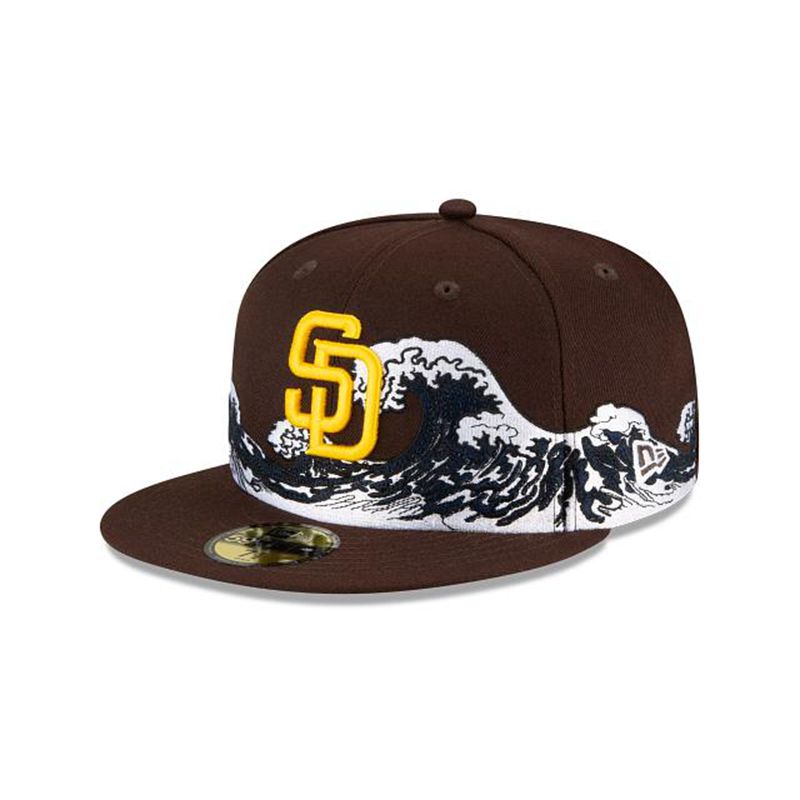 MLB San Diego Padres Wave 59Fifty Fitted (QNZ0185) - Blue New Era Caps